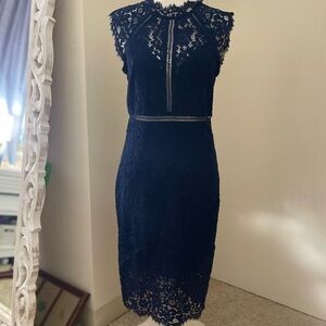 Navy Lace Midi Dress